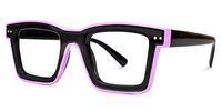 Delaram - Rectangle Black/Purple Eyeglasses | Vooglam Front View