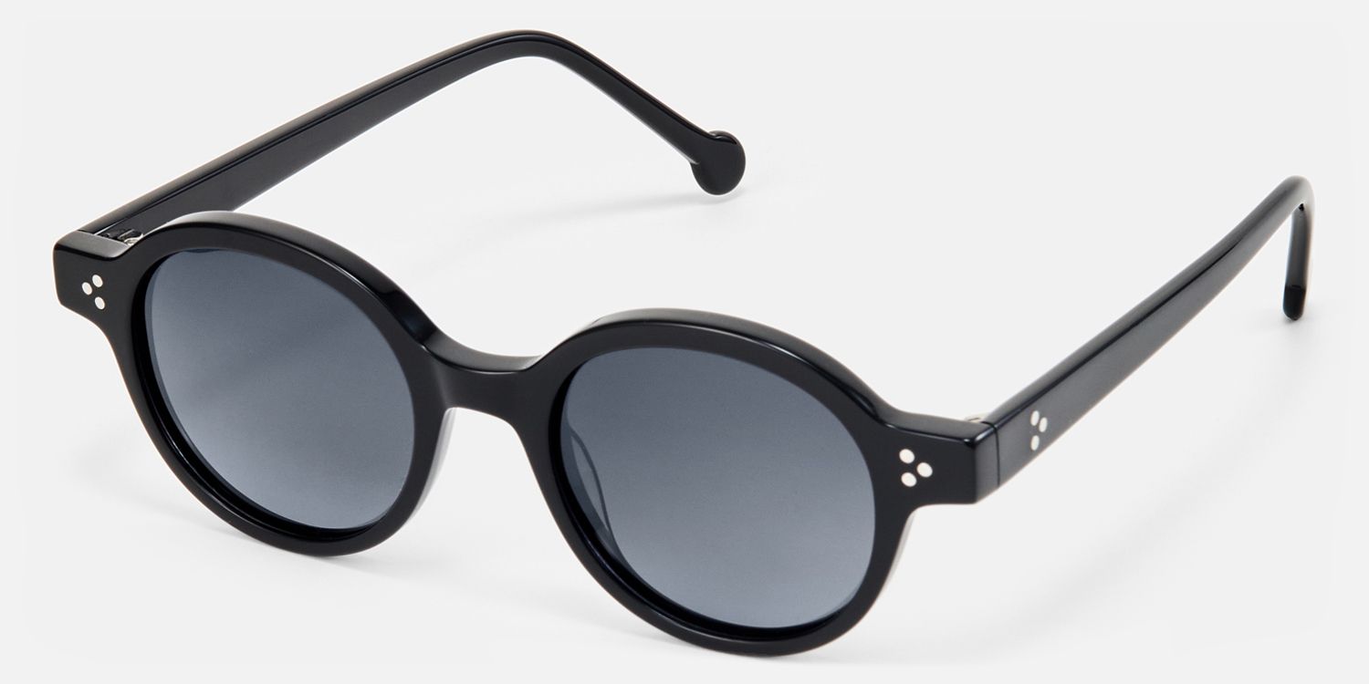 Obsidian - Round Black Sunglasses | Vooglam Front View