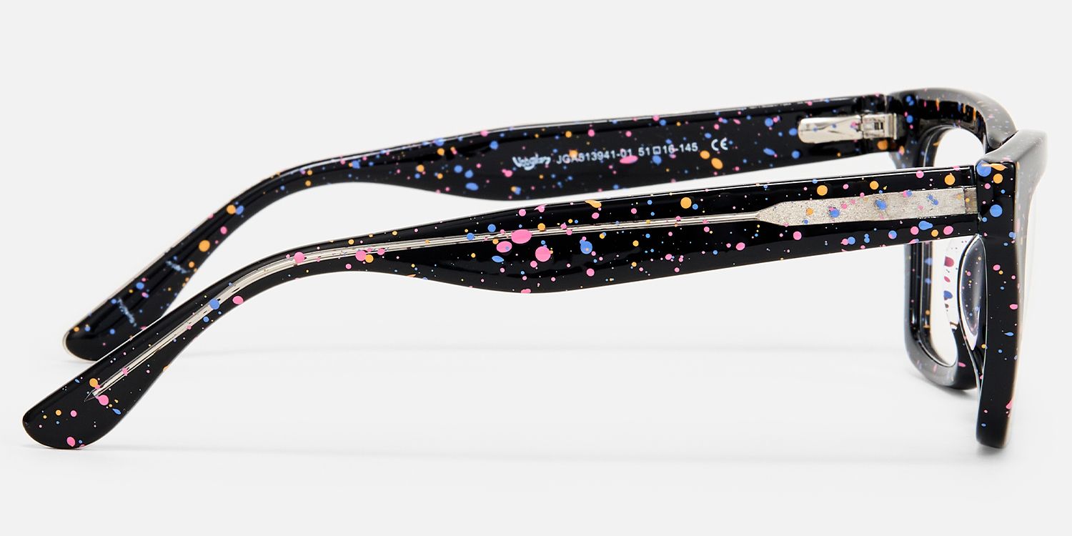 Drip - Rectangle Black Eyeglasses | Vooglam Side View