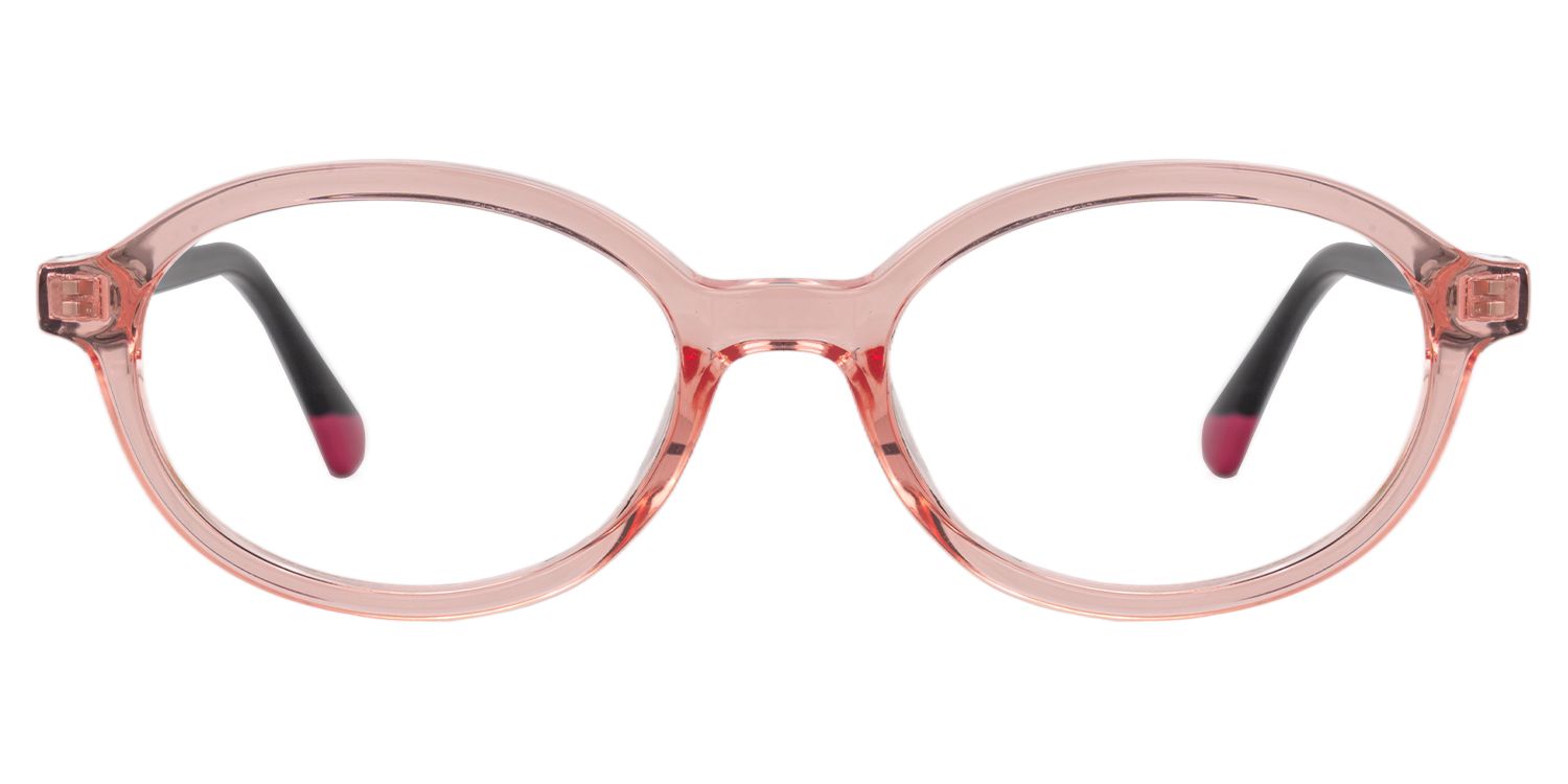 Mackenzie - Oval Pink Kids Eyeglasses by Vooglam - Angle View