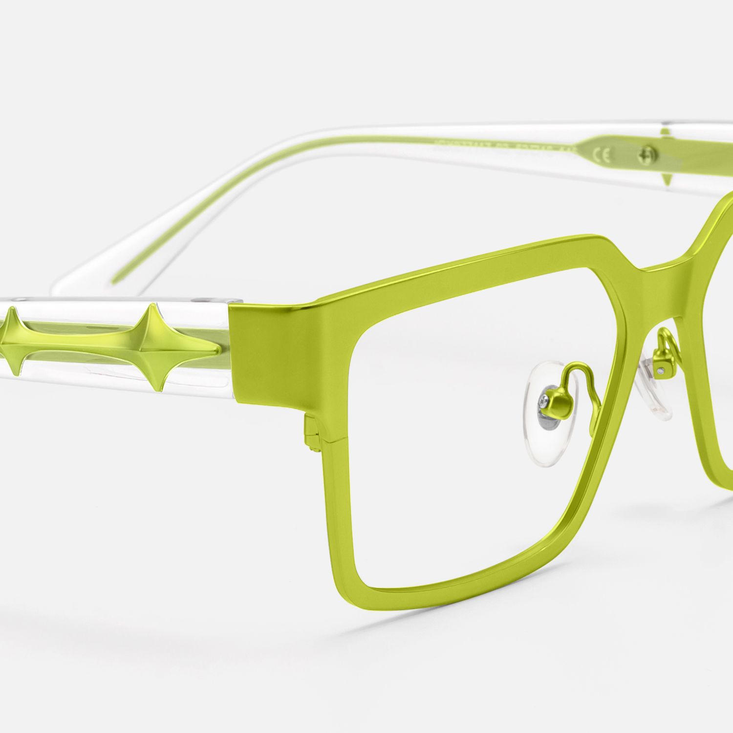 Vector - Matte Green Metal Star Temple Glasses by Vooglam - Design Details