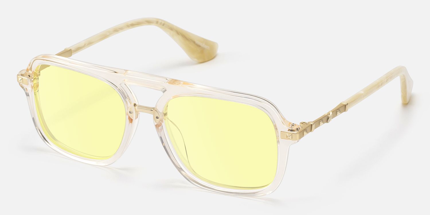 Marfa - Clear Yellow Aviator Sunglasses | Vooglam Front View