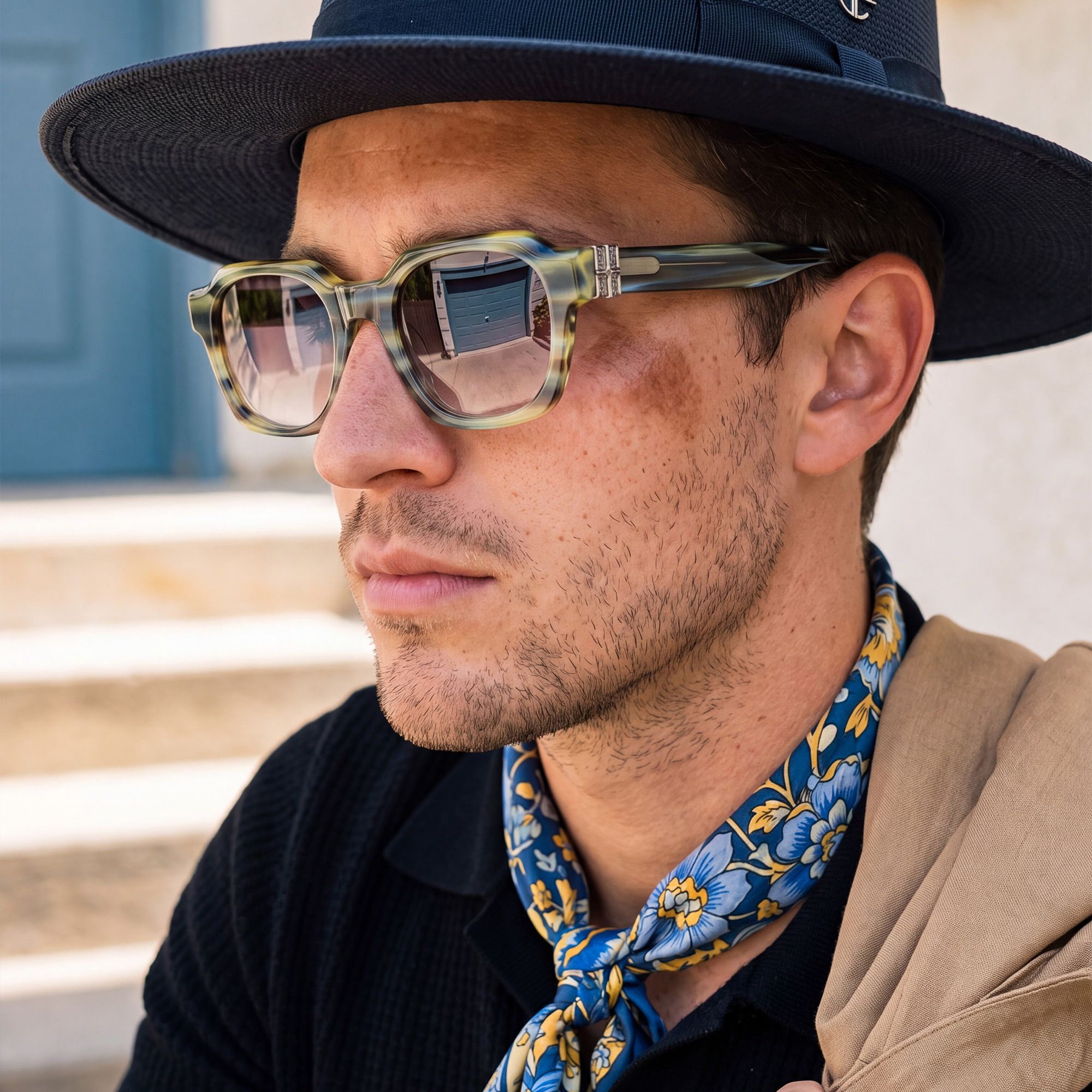 Vooglam Street Style in Real Life: Vernon - Olive Green Striped Gradient Sunglasses by Vooglam