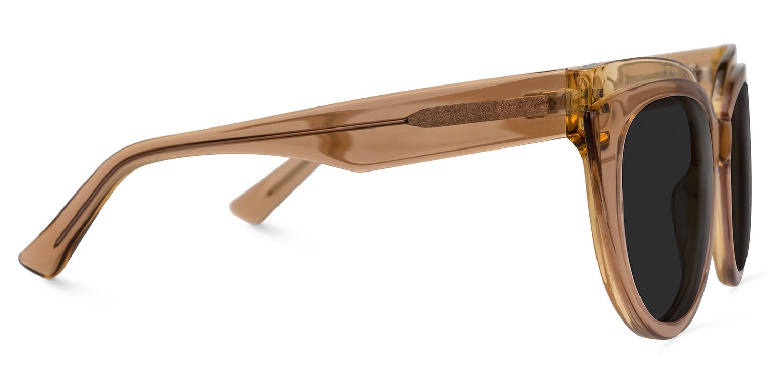 Defne - Cat Eye Brown Sunglasses by Vooglam - Product View 4