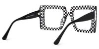 Ferial - Square Black & Crystal Checkered Glasses | Vooglam Side View