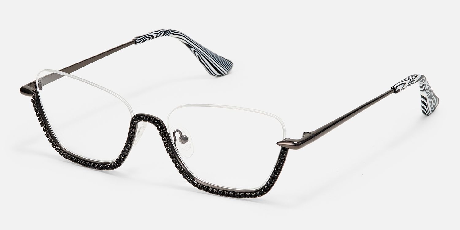 Viva - Cat Eye Black Eyeglasses | Vooglam Front View