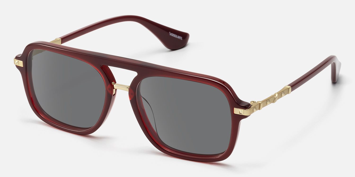 Marfa - Bold Red Frame Aviator Sunglasses | Vooglam Front View