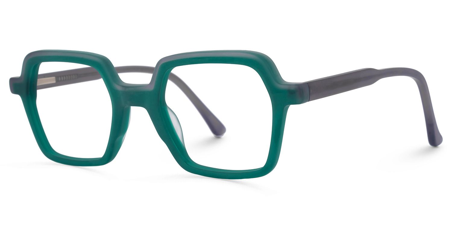 Elliena - Square Green Eyeglasses | Vooglam Front View