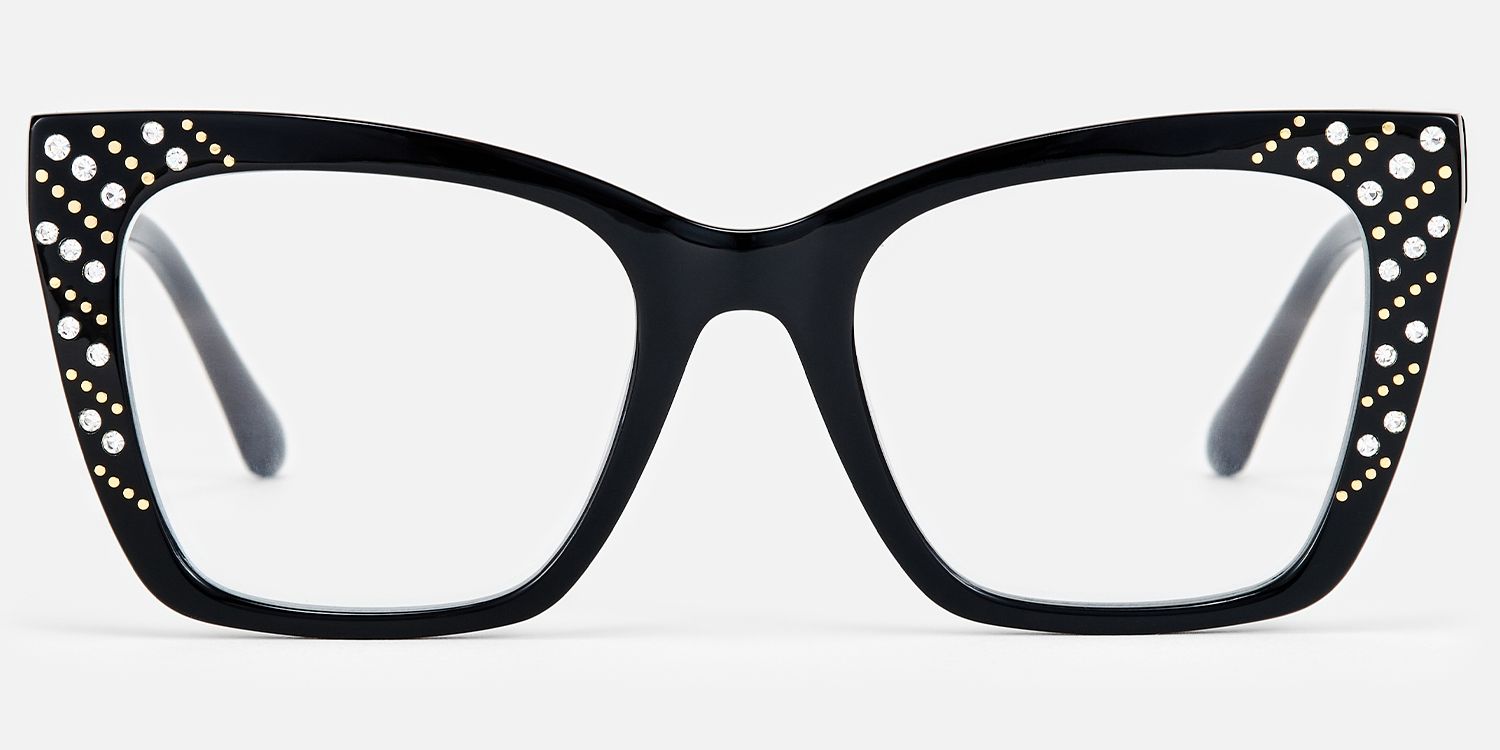 Glitz - Cat Eye Black Eyeglasses | Vooglam Angle View