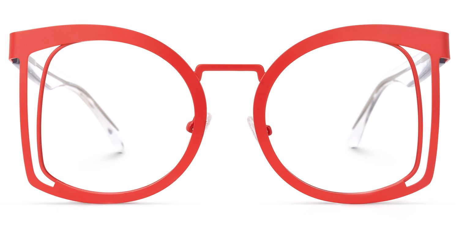 Adelita - Square Red Eyeglasses | Vooglam Angle View
