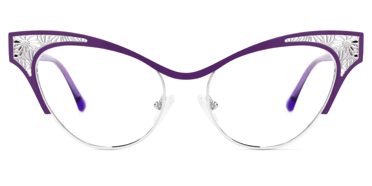 Callista - Cat Eye Purple/Silver Eyeglasses | Vooglam Angle View