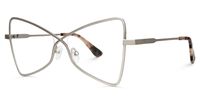 Ebba - Butterfly Silver Eyeglasses | Vooglam Front View