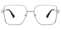 Fevziye - Square Silver Eyeglasses | Vooglam Angle View
