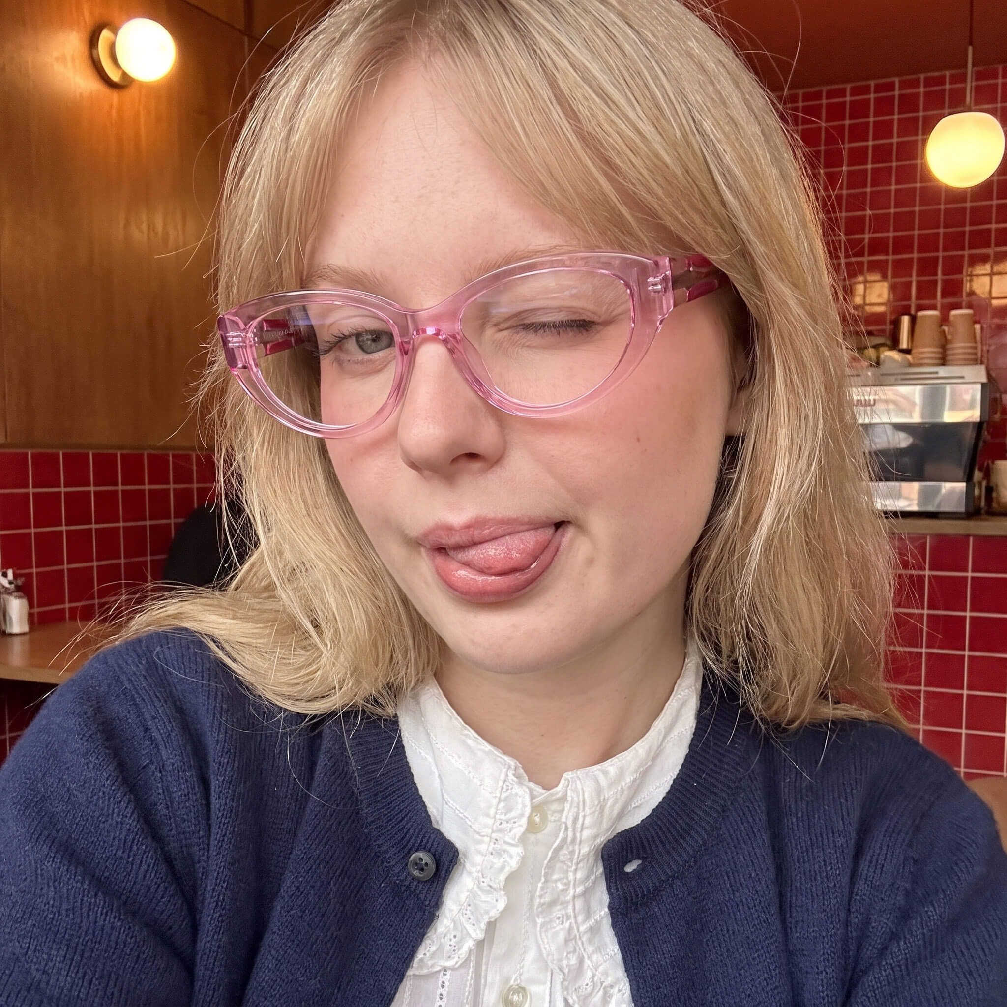 Bubble - Clear Pink Y2K Oval Rectangle Glasses