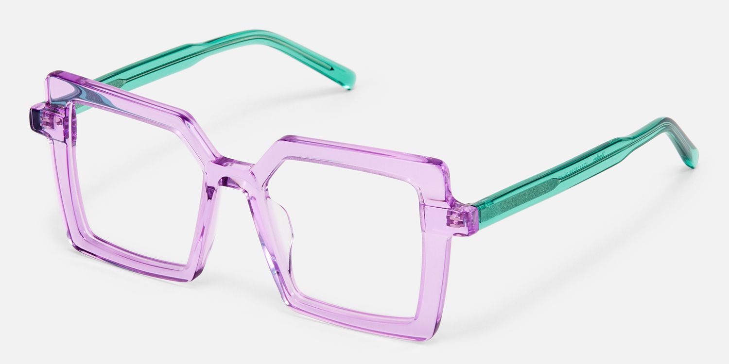 Eilis - Square Purple Eyeglasses | Vooglam Front View