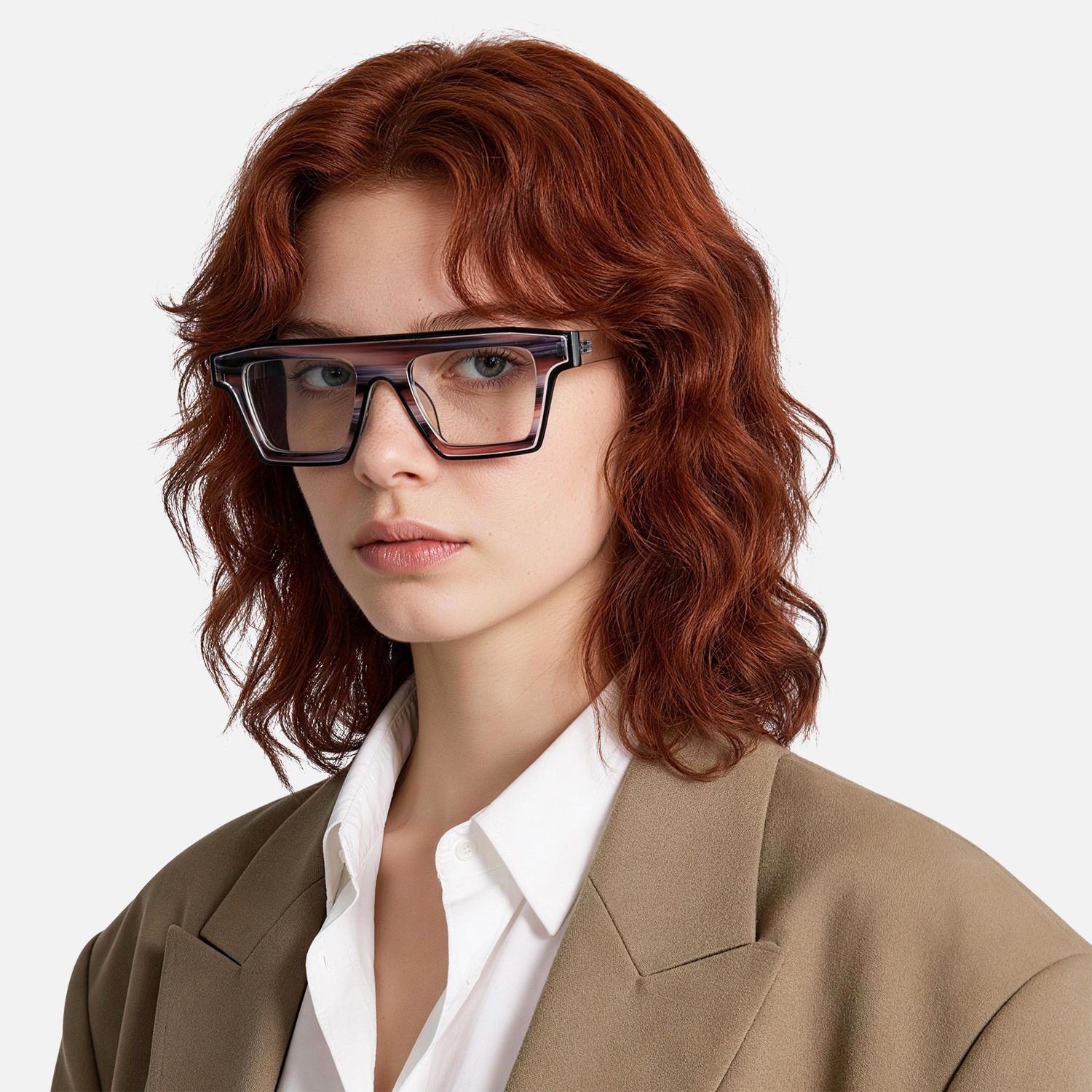 Explore the design story of Treva - Rectangle Brown Eyeglasses | Vooglam
