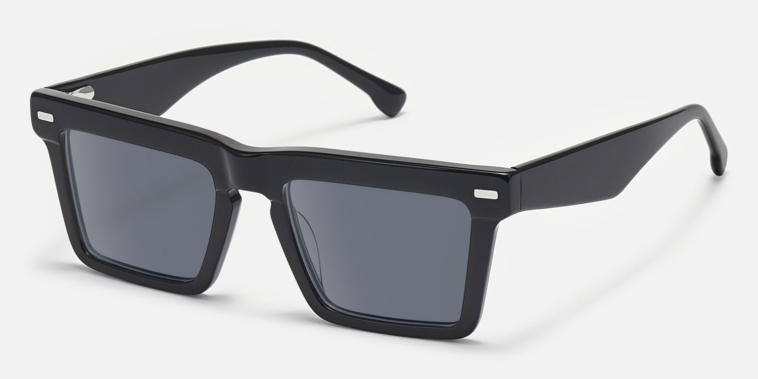 Kenty - Thick Frames Eclectic Black Sunglasses | Vooglam Front View