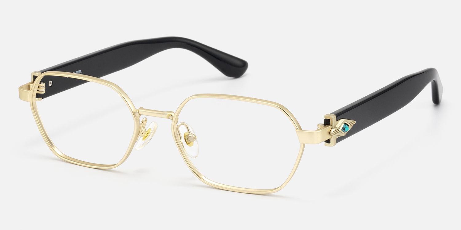 Orion - Gold & Black Geometric Glasses | Vooglam Front View
