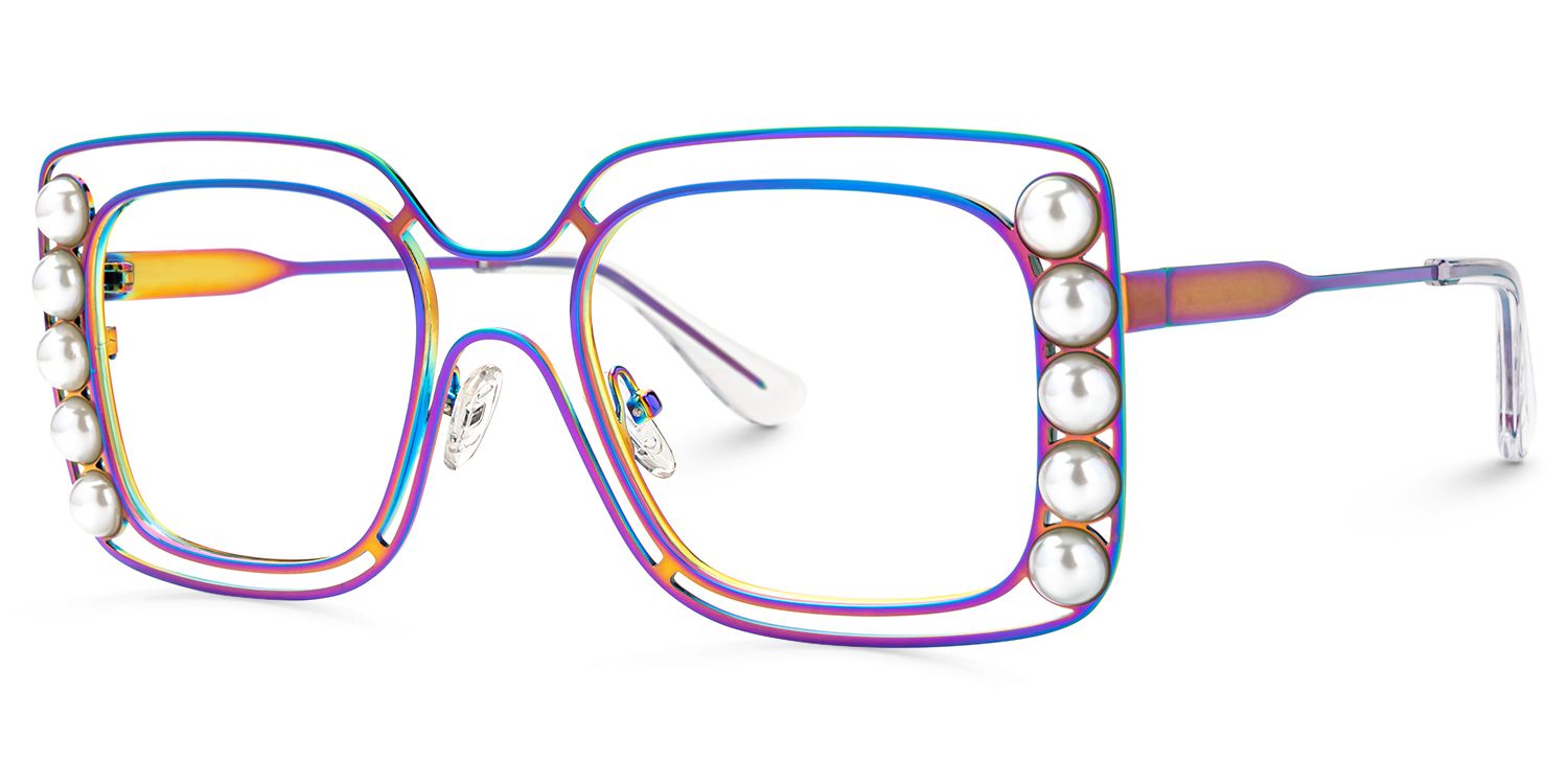 Lainey - Square Multicolor Eyeglasses | Vooglam Front View