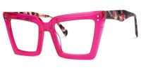 Eduardo - Square Pink Eyeglasses | Vooglam Front View