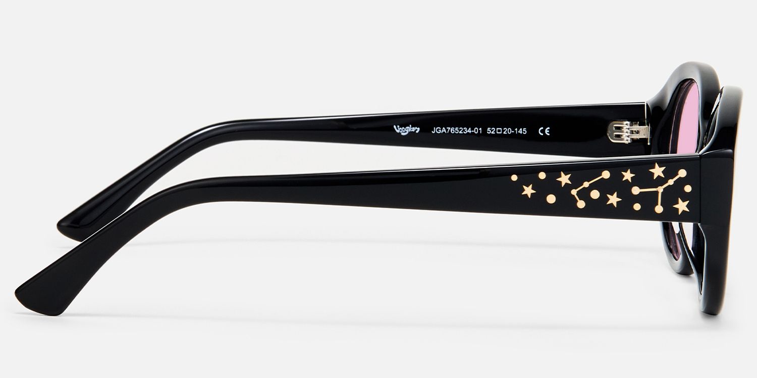 Starlust - Oval Black Sunglasses | Vooglam Side View