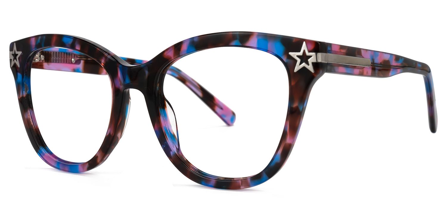 Edmund - Cat Eye Floral Eyeglasses by Vooglam - Front View