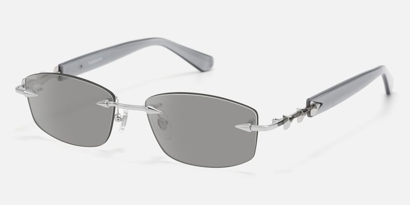 Fracture - Light Grey Tint Rimless Sunglasses | Vooglam