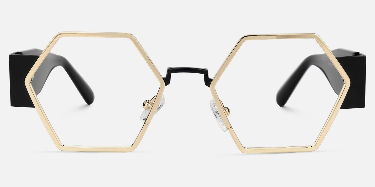 Lizzy - Geometric Gold Eyeglasses | Vooglam Angle View