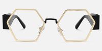Lizzy - Geometric Gold Eyeglasses | Vooglam Angle View