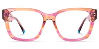 Daphne - Rectangle Orange Eyeglasses | Vooglam Angle View