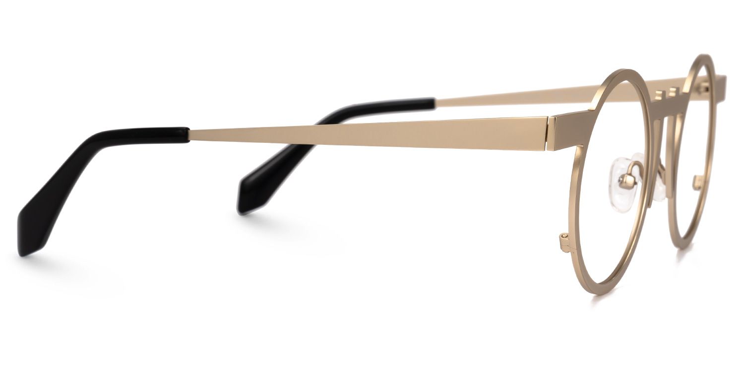 Adkins - Round Gold Eyeglasses | Vooglam 4