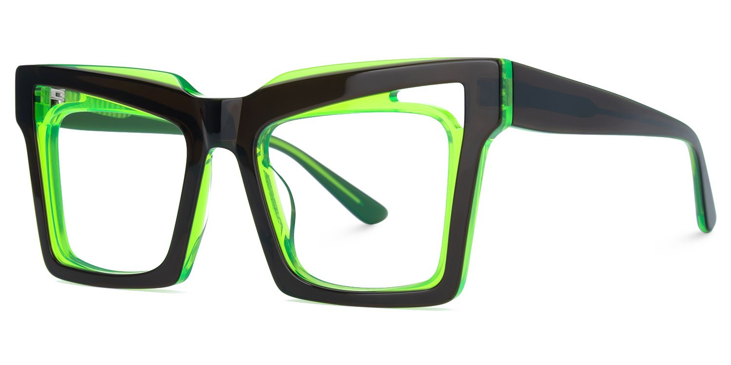 Emberlei - Square Green Eyeglasses | Vooglam Front View