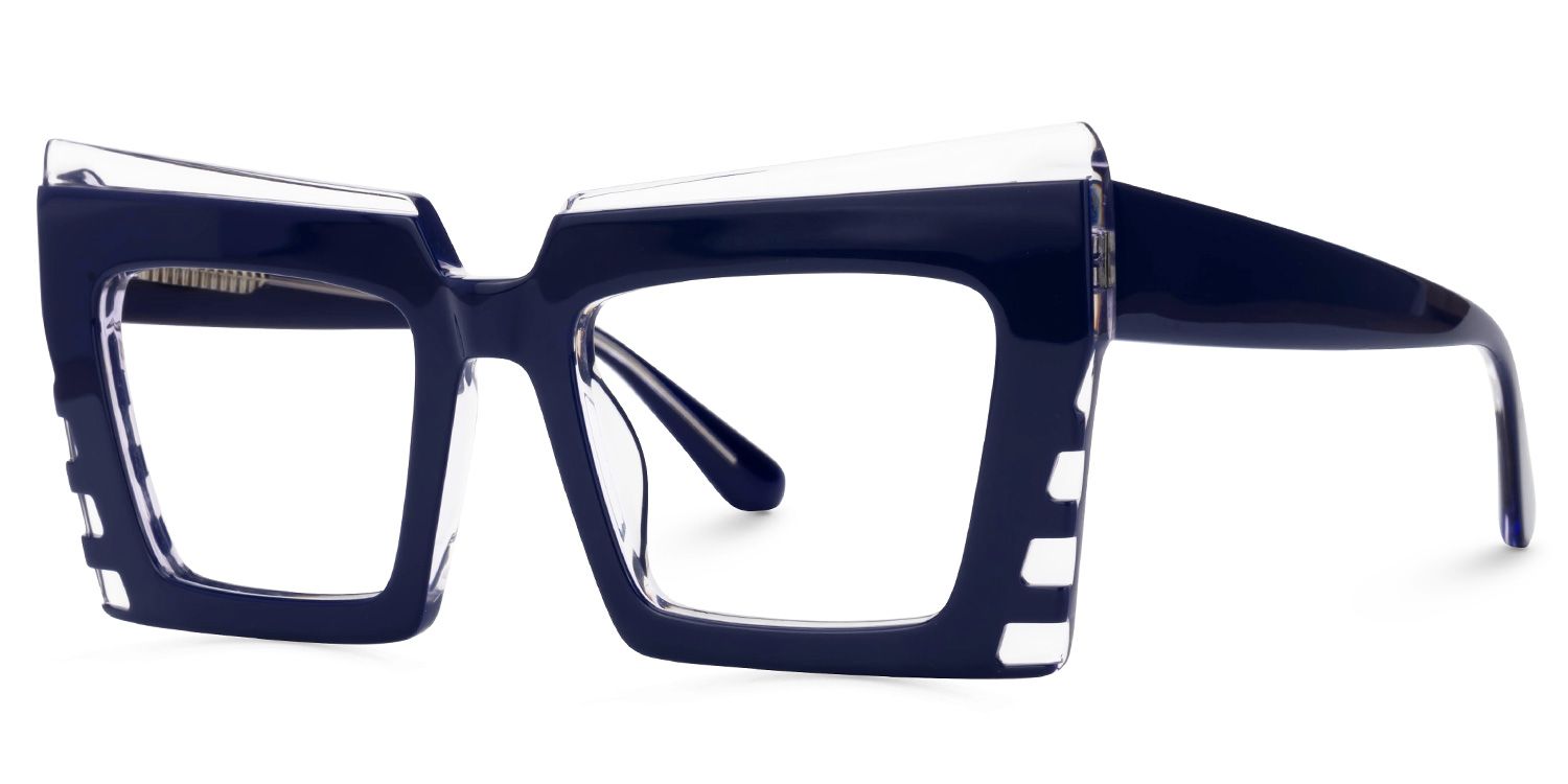 Faylinn - Rectangle Blue Eyeglasses | Vooglam Front View