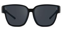 Hannes - Square Black Fit Over Sunglasses | Vooglam Angle View