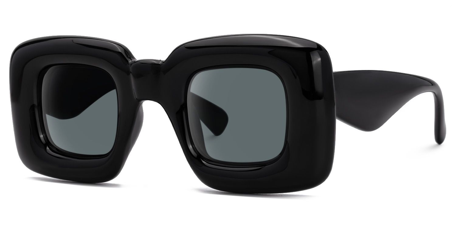 Jacinthe - Square Black Prescription Sunglasses | Vooglam Front View