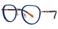Joseph - Round Blue Kids Eyeglasses | Vooglam Front View