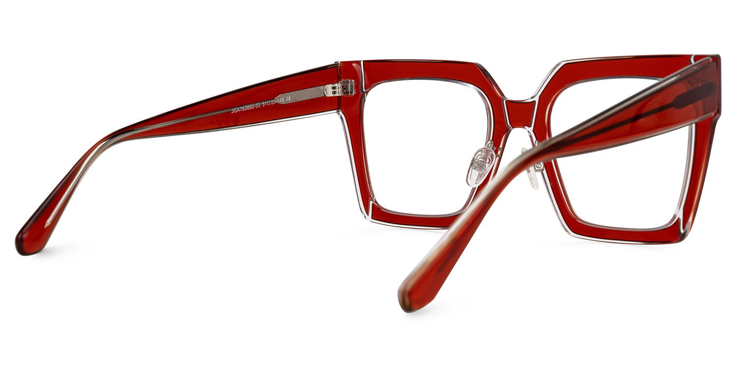 Desmond - Square Red Eyeglasses | Vooglam Side View