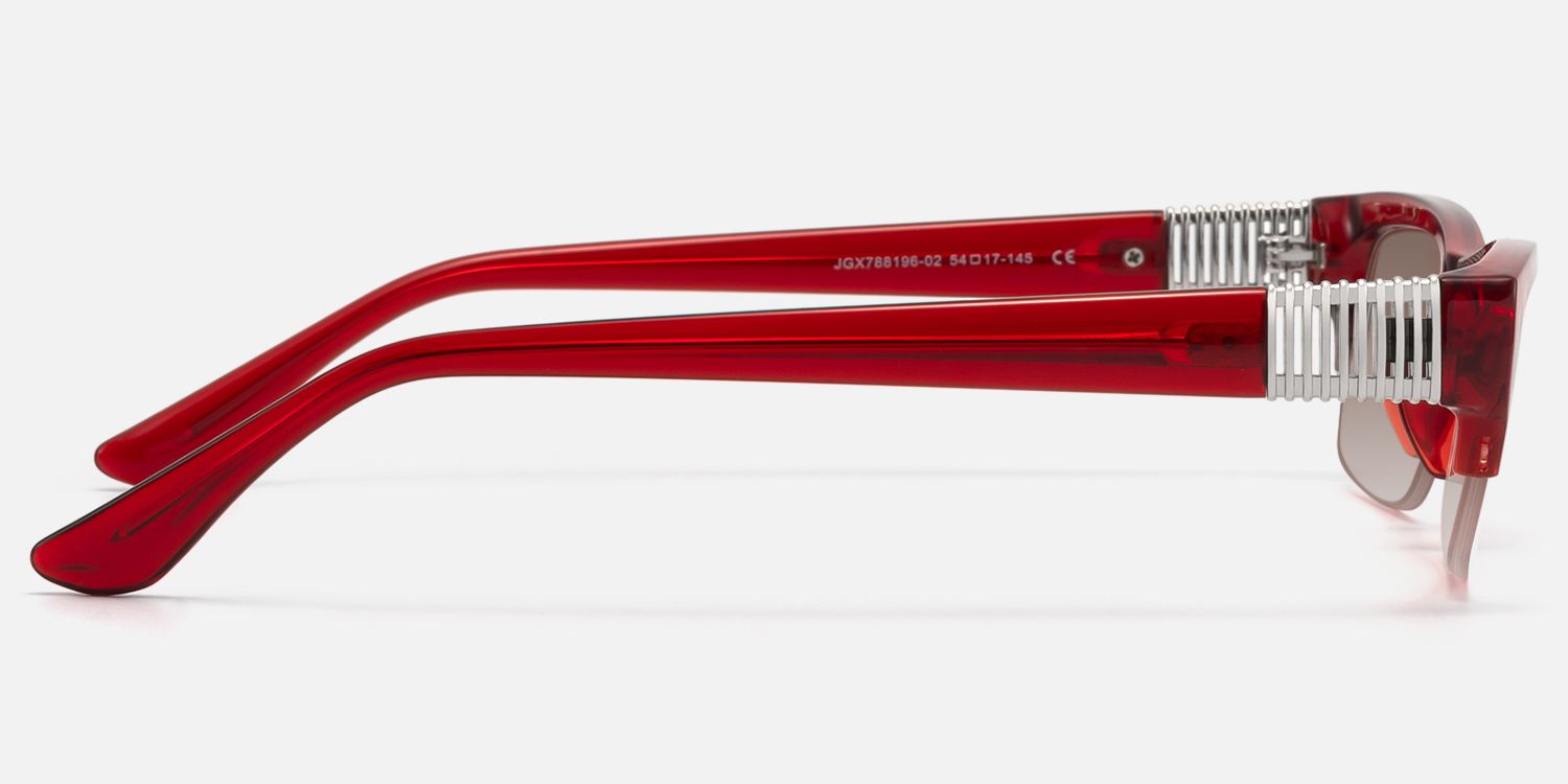 Kairo - Red Acetate Semi Rimless Sunglasses | Vooglam Side View