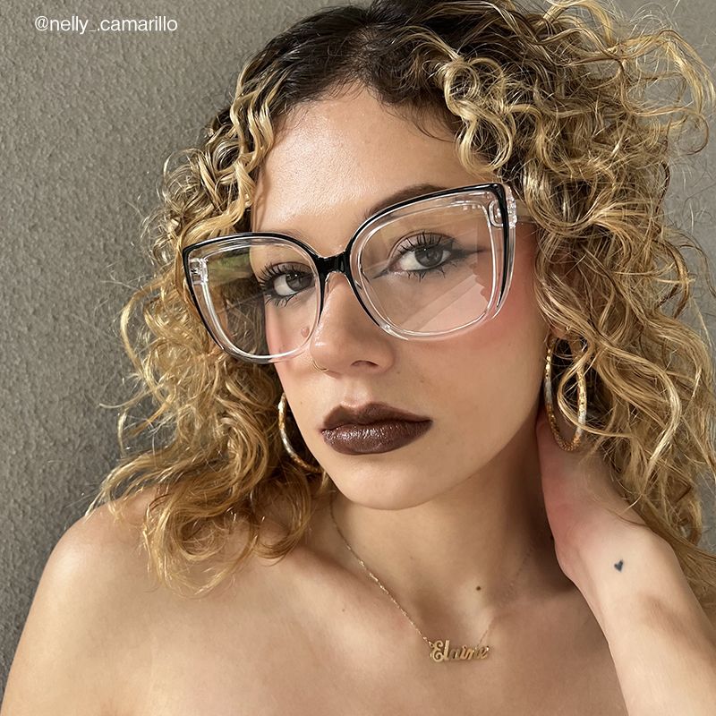 Real-world look of "Darena - Cat Eye Black/Crystal Eyeglasses" 2