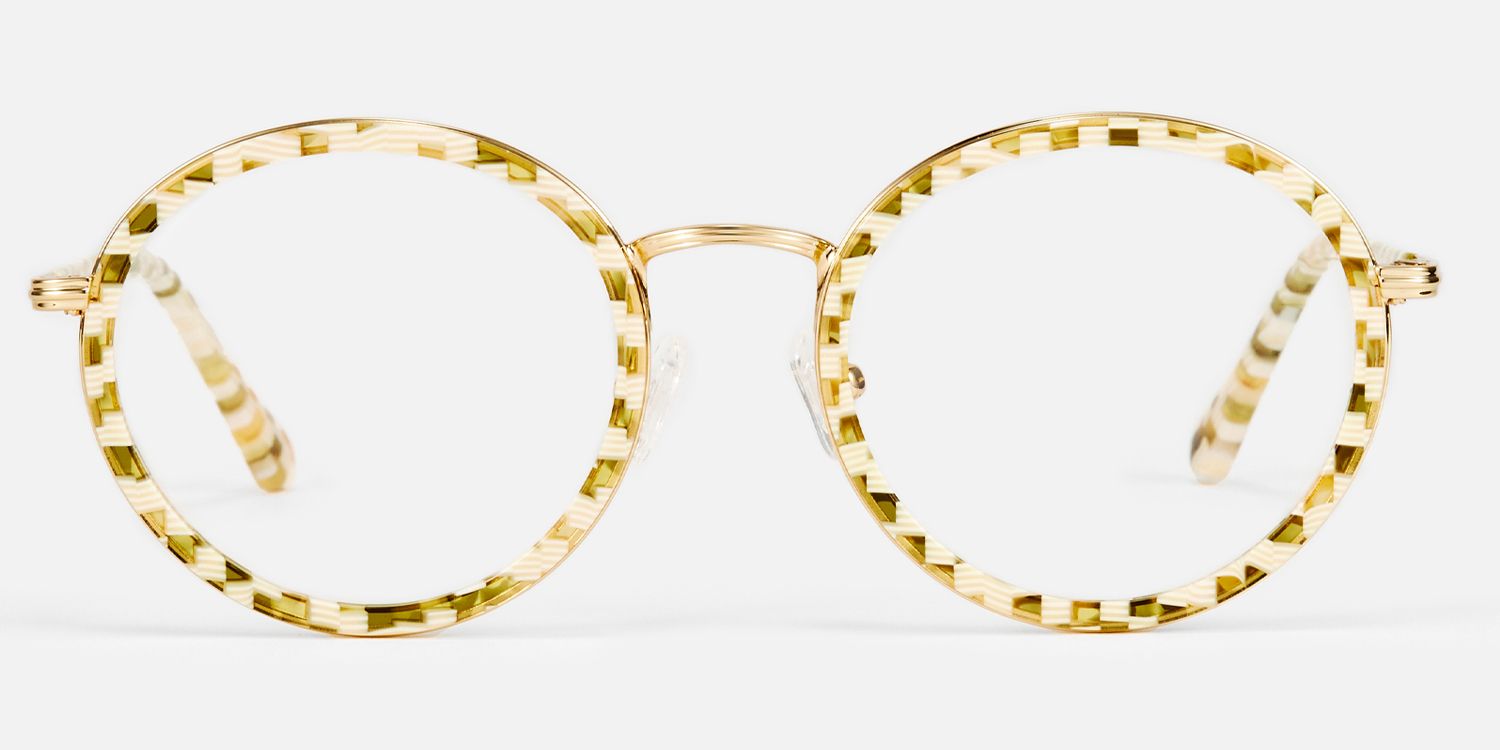 Alma - Round Pattern Eyeglasses | Vooglam Angle View