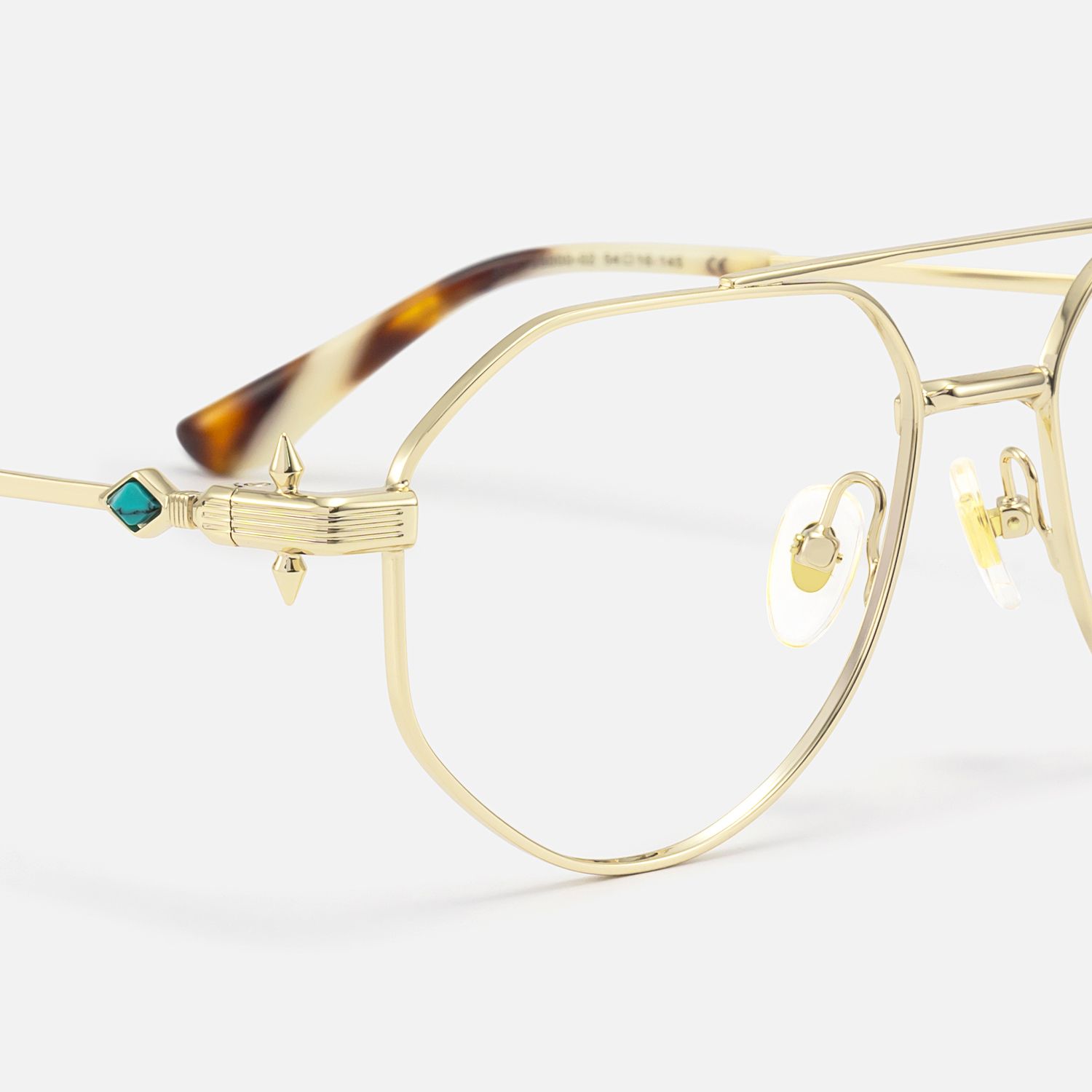 vooglam unique gold glasses with turquoise studs detail