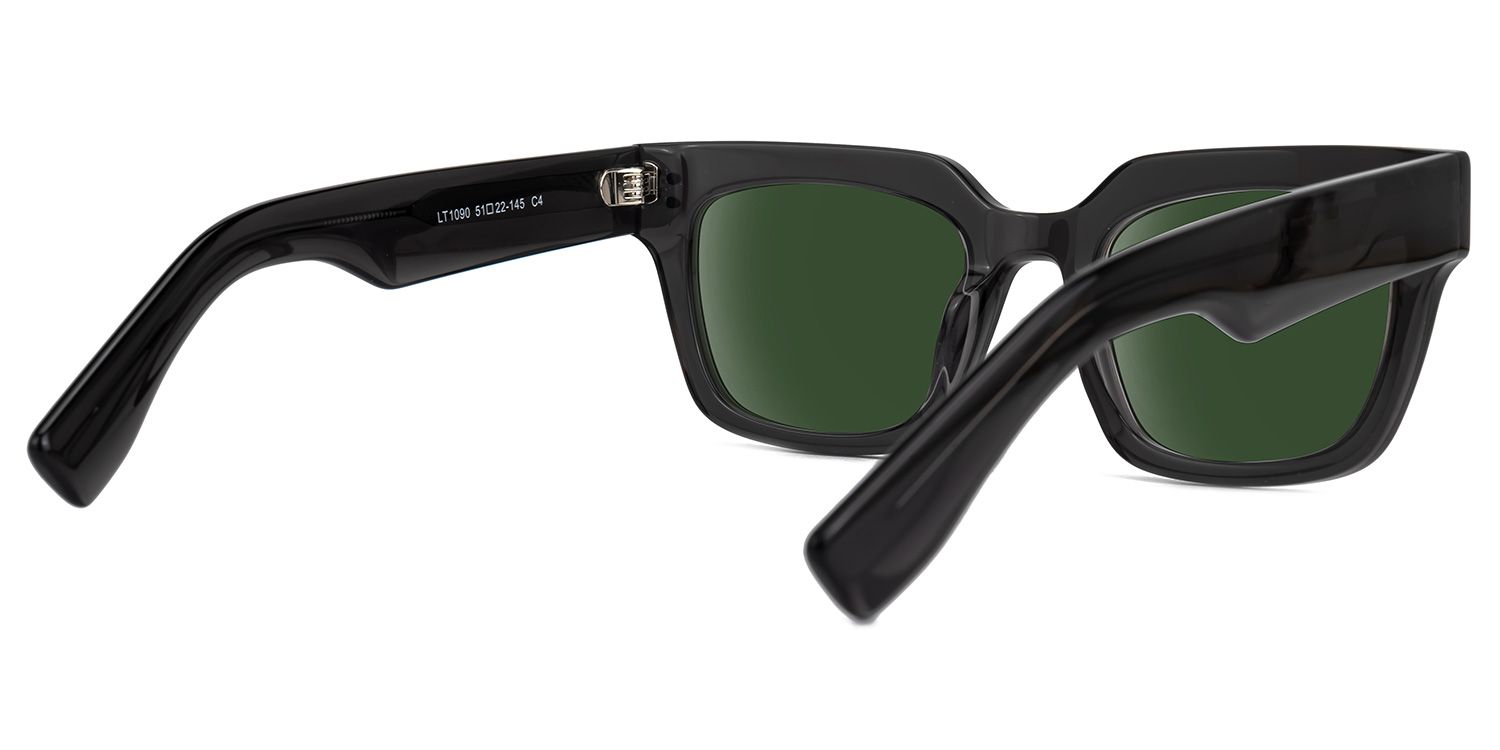 Dawid - Rectangle Grey Sunglasses | Vooglam Side View