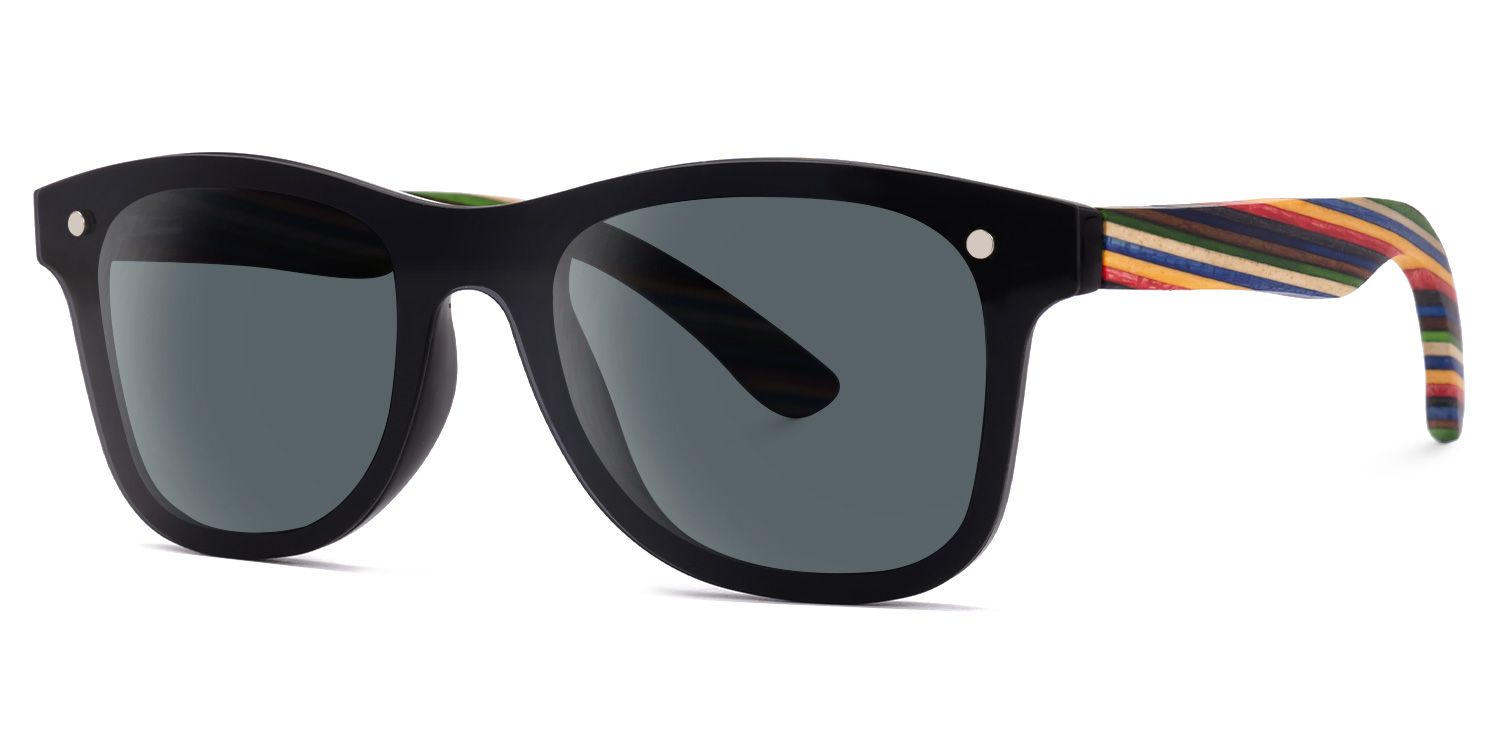 Gabryle - Rectangle Black Sunglasses | Vogolam Front View