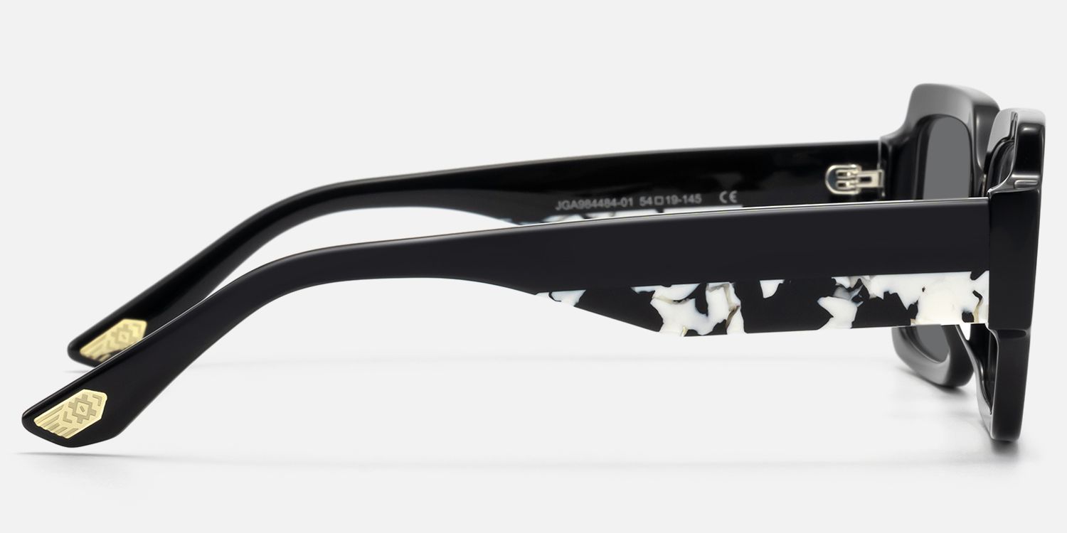 Axis - Gray Tint Black Art Deco Sunglasses | Vooglam Side View
