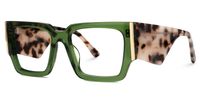 Fantasia - Rectangle Green Eyeglasses | Vooglam Front View