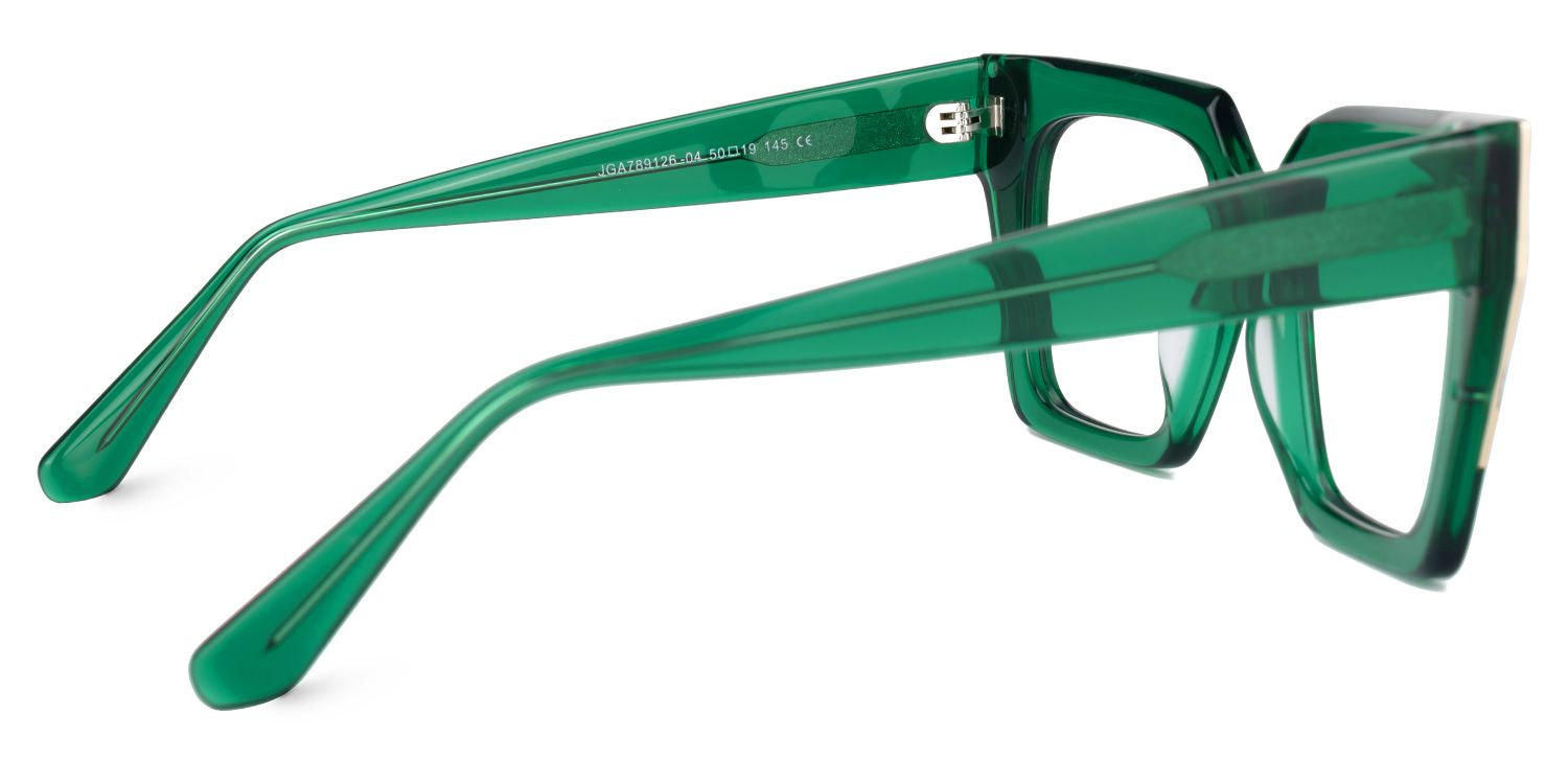 Ellaruth - Square Green Eyeglasses | Vooglam Side View
