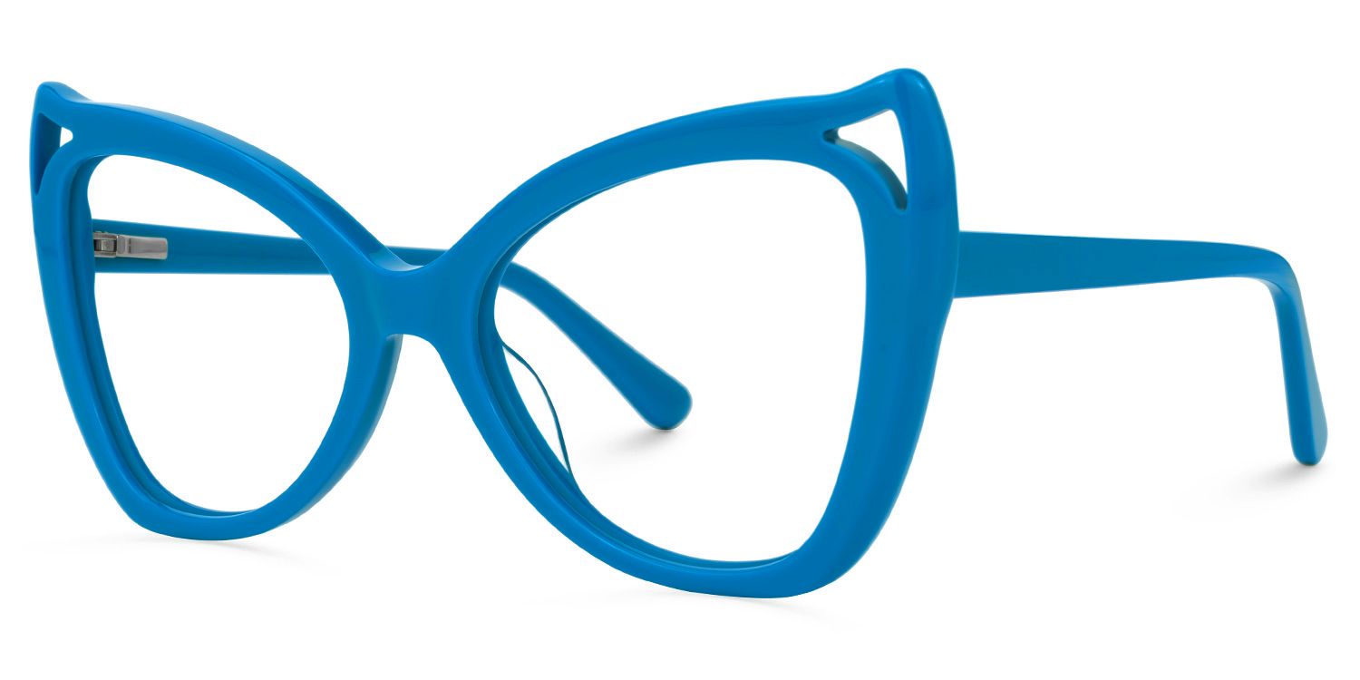 Bahadur - Cat Eye Blue Eyeglasses | Vooglam Front View