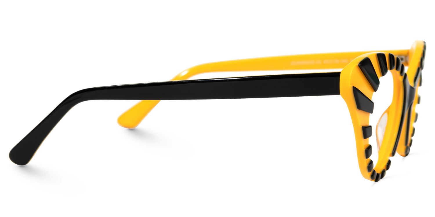 Kiele - Cat Eye Black/Yellow Pattern Eyeglasses by Vooglam - Product View 4