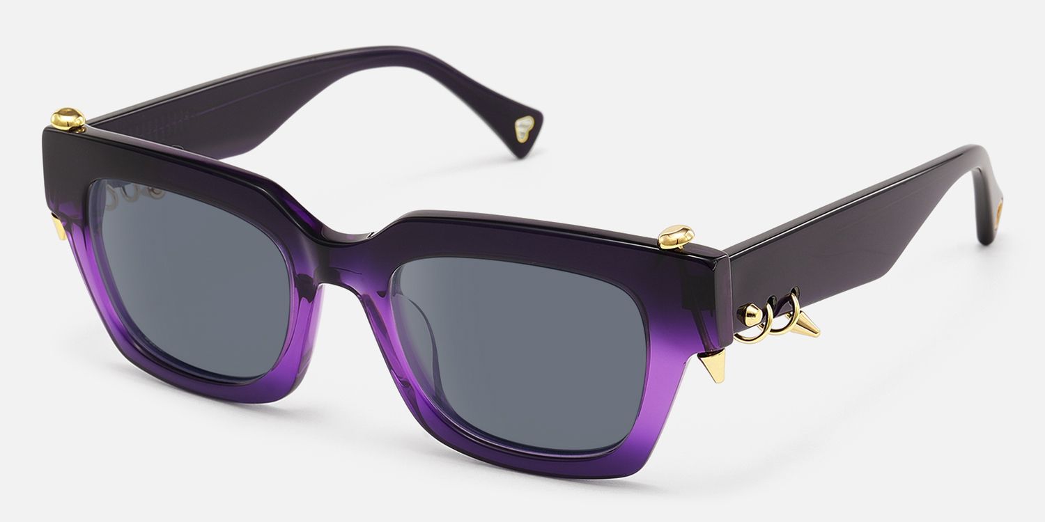 Sabrina - Rectangle Purple Sunglasses | Vooglam Front View