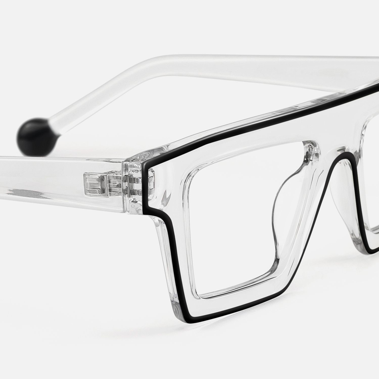 Treva - Bold Clear Glasses with Black Outline | Vooglam Design Details